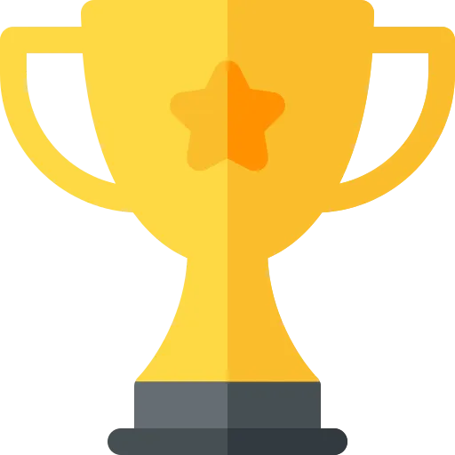 Golden trophy with stars representing achievements and success